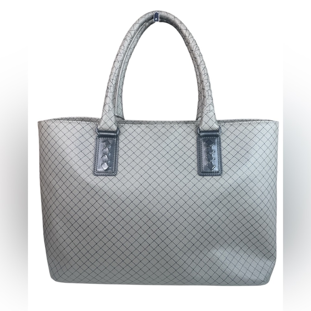 BOTTEGA VENETA - MARCO POLO GREY PVC INTRECCIATO TOTE